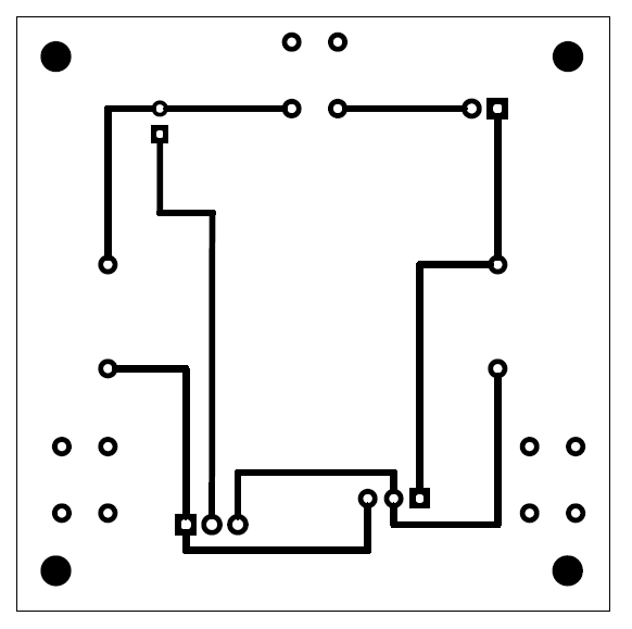 Outline of a rendered PCB as designed by Fritzing.
