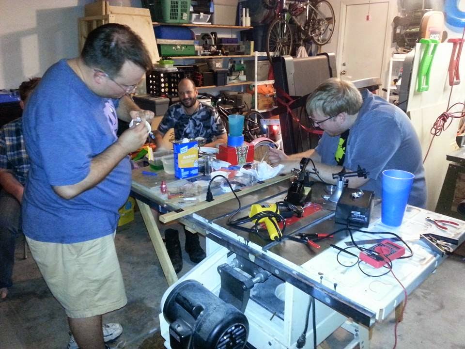 Soldering in the garage.