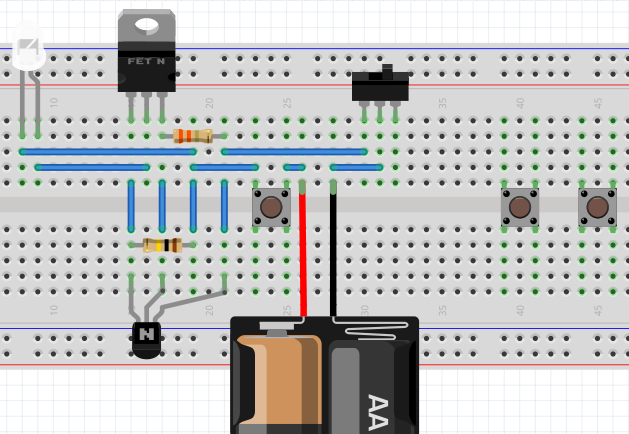 Screenshot from Fritzing with schematic showing the OFBC cisrcuit.